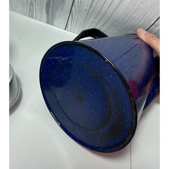 Enamelware Coffee Pot Percolator Blue Speckled Graniteware Camp Fire - Picture 7 of 8